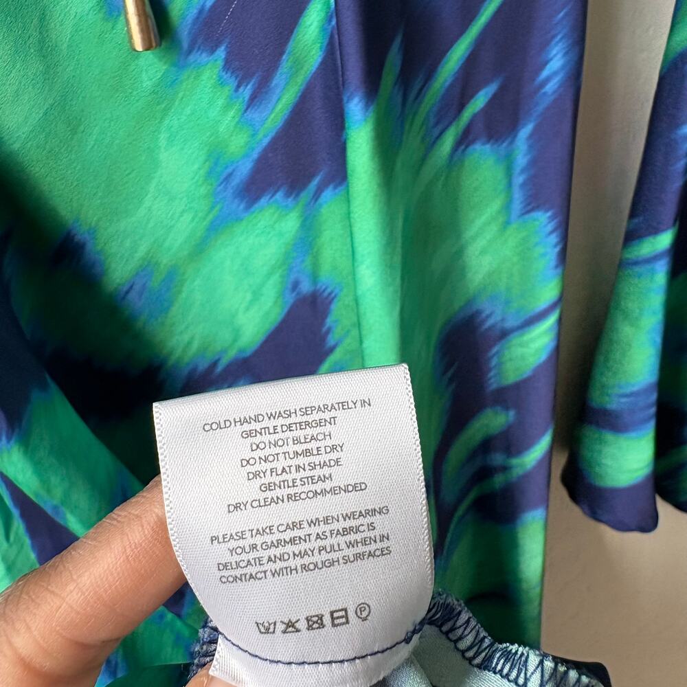 The Wolf Gang Dress Calypso‎ Green Blue Abstract Long Sleeve Maxi Dress Size M - Picture 12 of 12